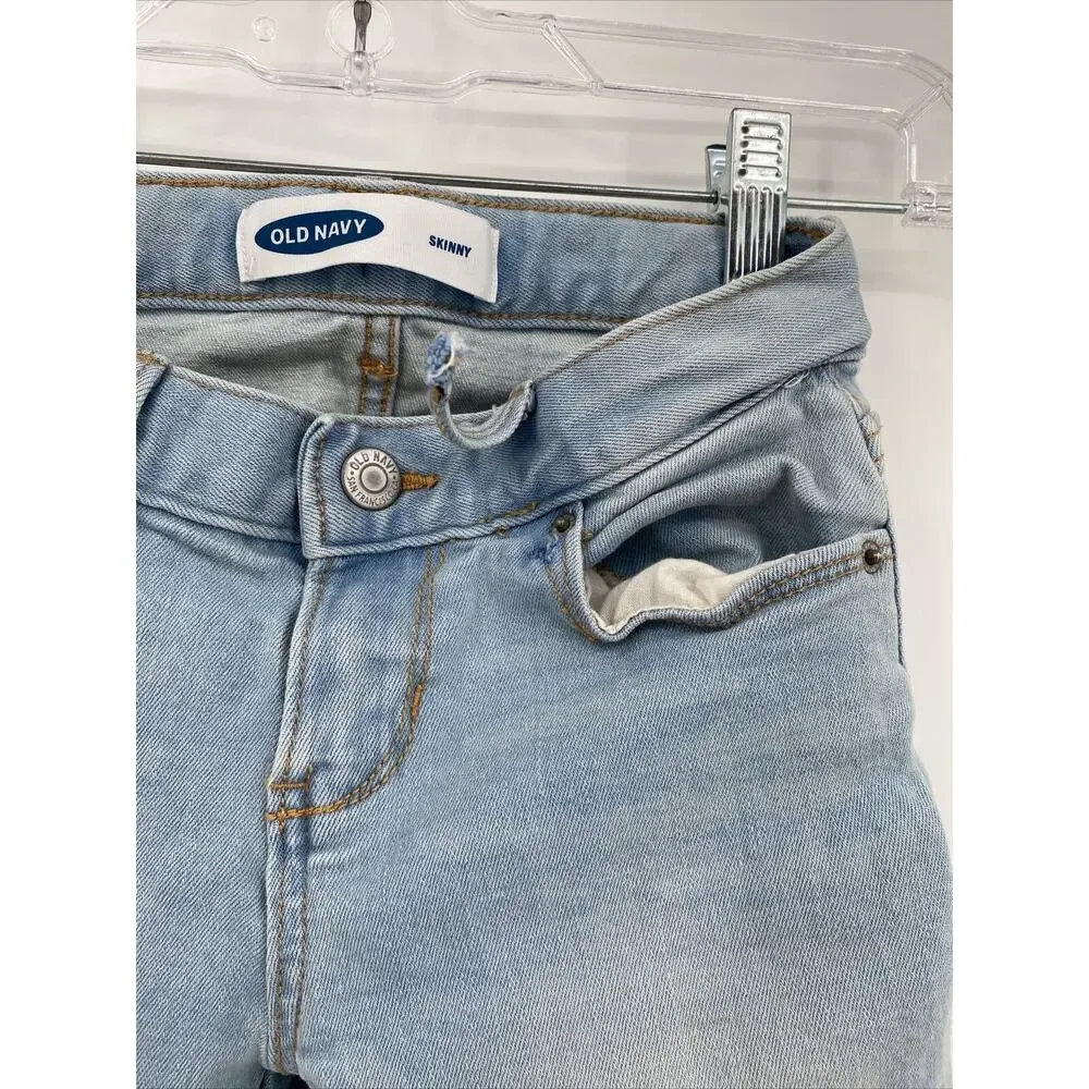 Old Navy Girls Stretch 5-Pockets Button Fly Skinny Denim Jeans Blue Size 8